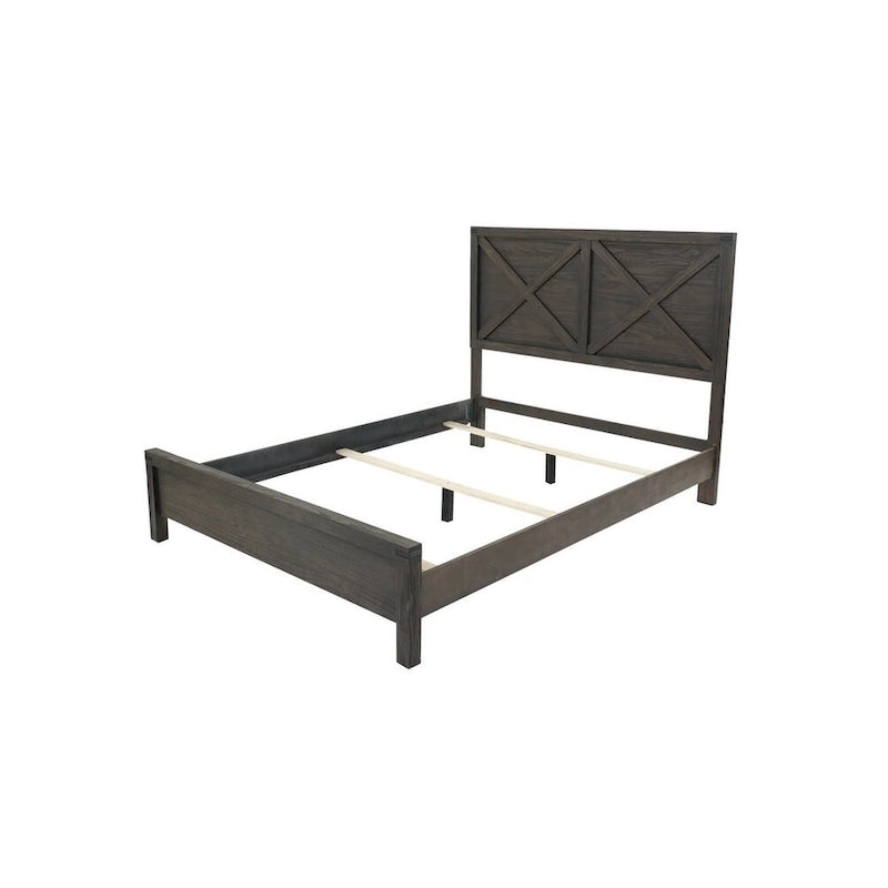 Queen Bed with X-Design Headboard - Espresso