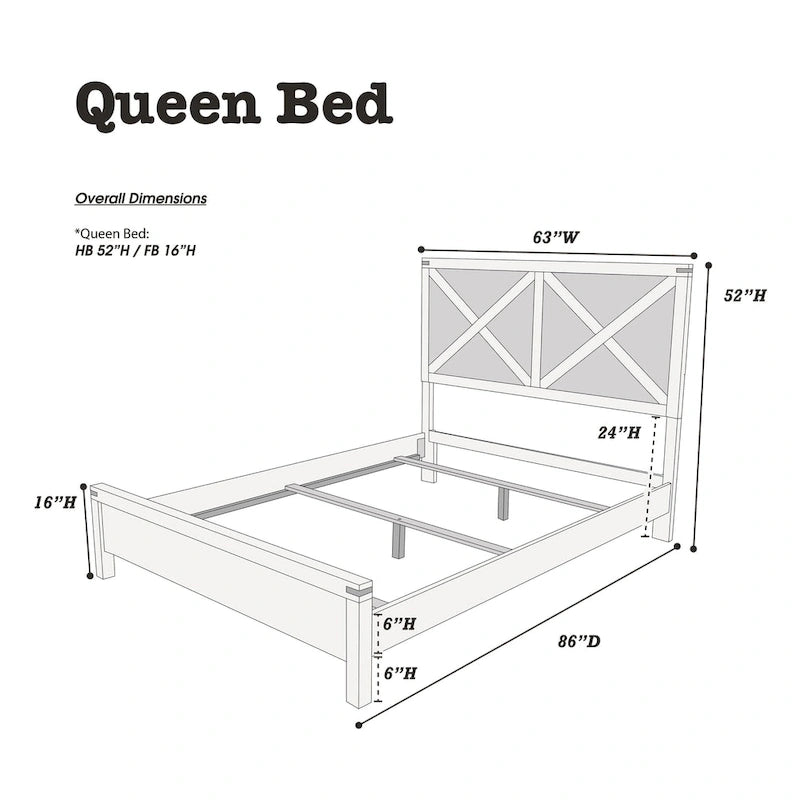 Queen Bed with X-Design Headboard - Espresso