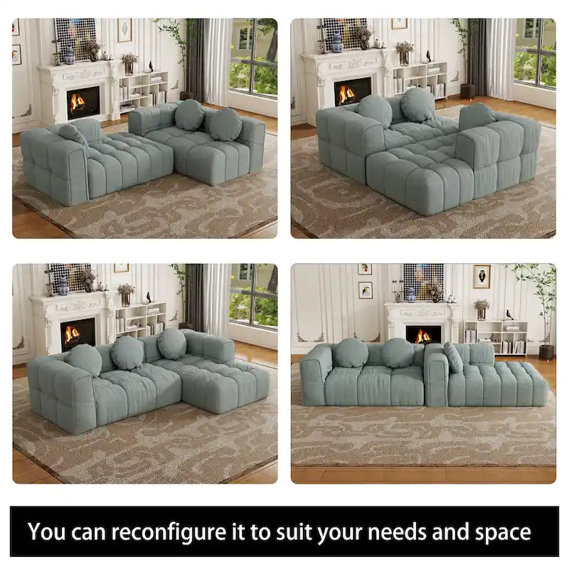 103 L-Shaped Chenille Sectional Sofa with Left Recliner & Pillows