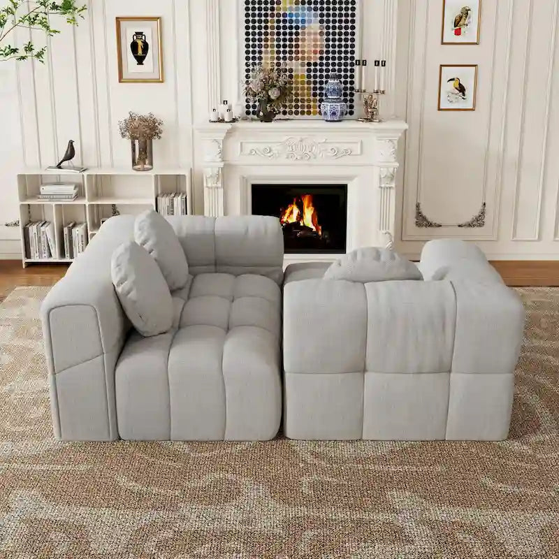 103 L-Shaped Chenille Sectional Sofa with Left Recliner & Pillows