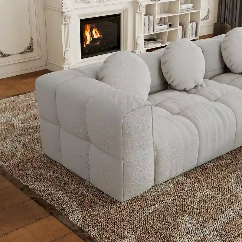 103 L-Shaped Chenille Sectional Sofa with Left Recliner & Pillows