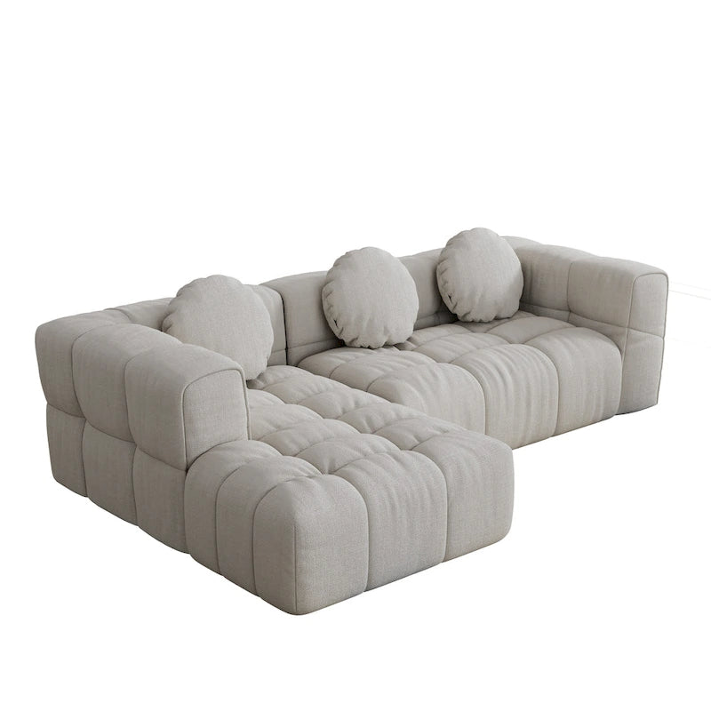 103 L-Shaped Chenille Sectional Sofa with Left Recliner & Pillows