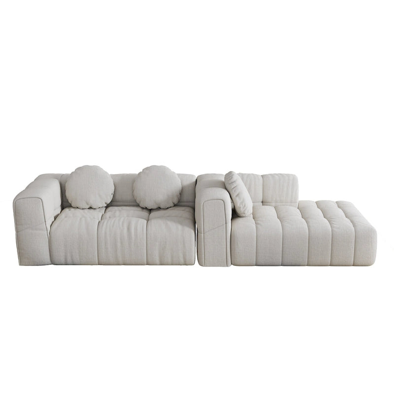 103 L-Shaped Chenille Sectional Sofa with Left Recliner & Pillows