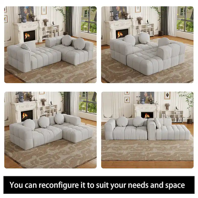 103 L-Shaped Chenille Sectional Sofa with Left Recliner & Pillows
