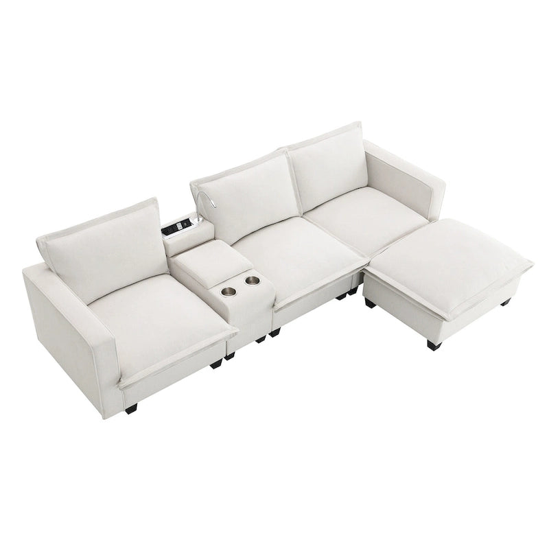 109 Chenille Modular Sectional Sofa with USB Console