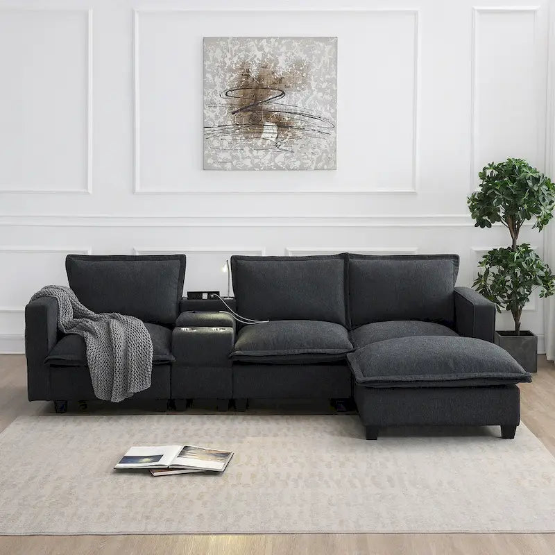 109 Chenille Modular Sectional Sofa with USB Console