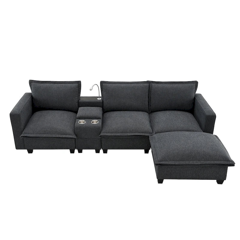 109 Chenille Modular Sectional Sofa with USB Console