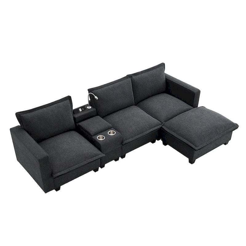 109 Chenille Modular Sectional Sofa with USB Console