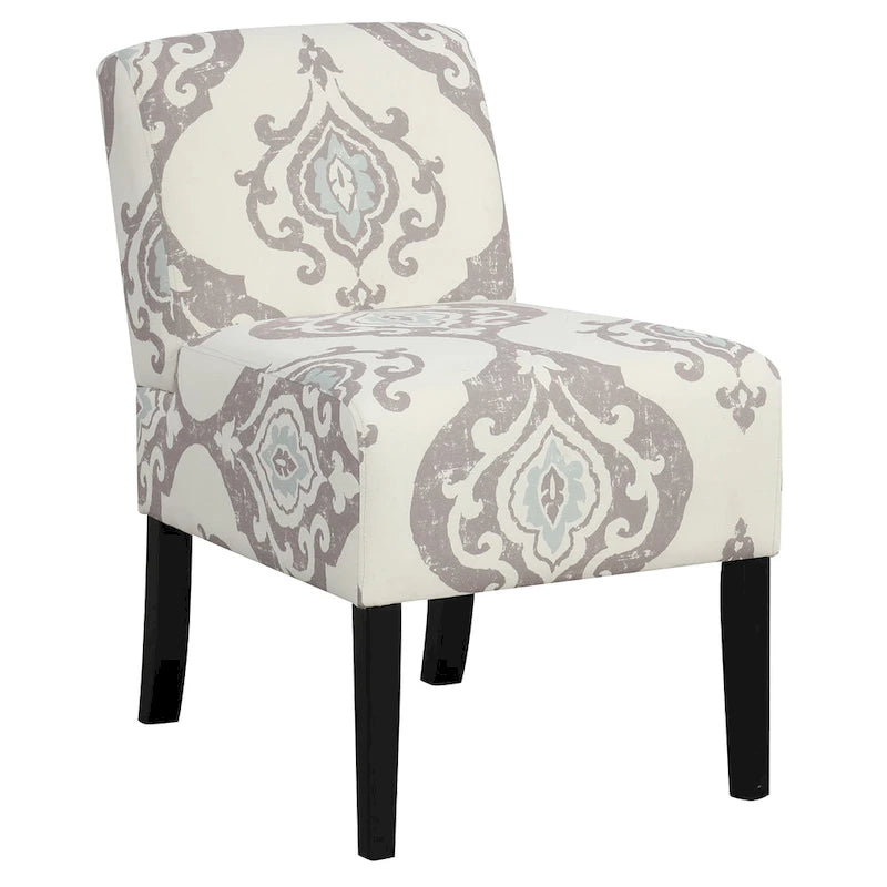 Gymax Armless Accent Chair w/ Rubber Wood Legs Modern Vanity Chair for