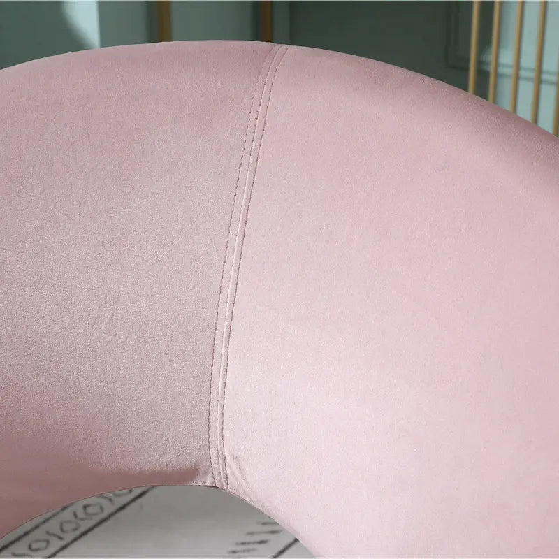Pink Modern 28 Polyester Upholstered Accent Chair with Gold Tone Finished Base and Metal Sled Legs