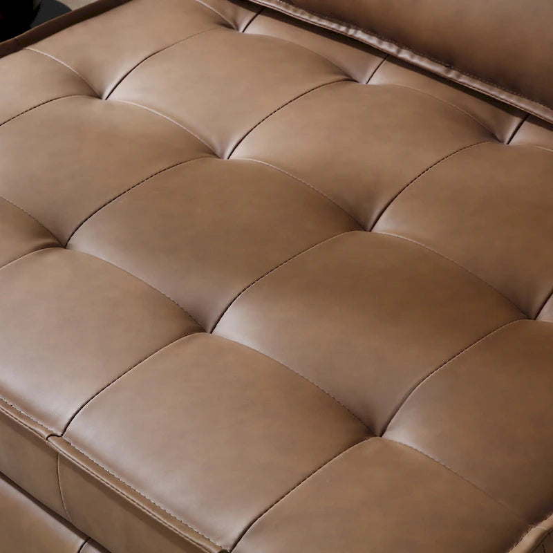 39 Faux Leather Single Multipurpose Ottoman Pull Out Sofa Bed with Adjustable Backrest and Pillow for Living Room