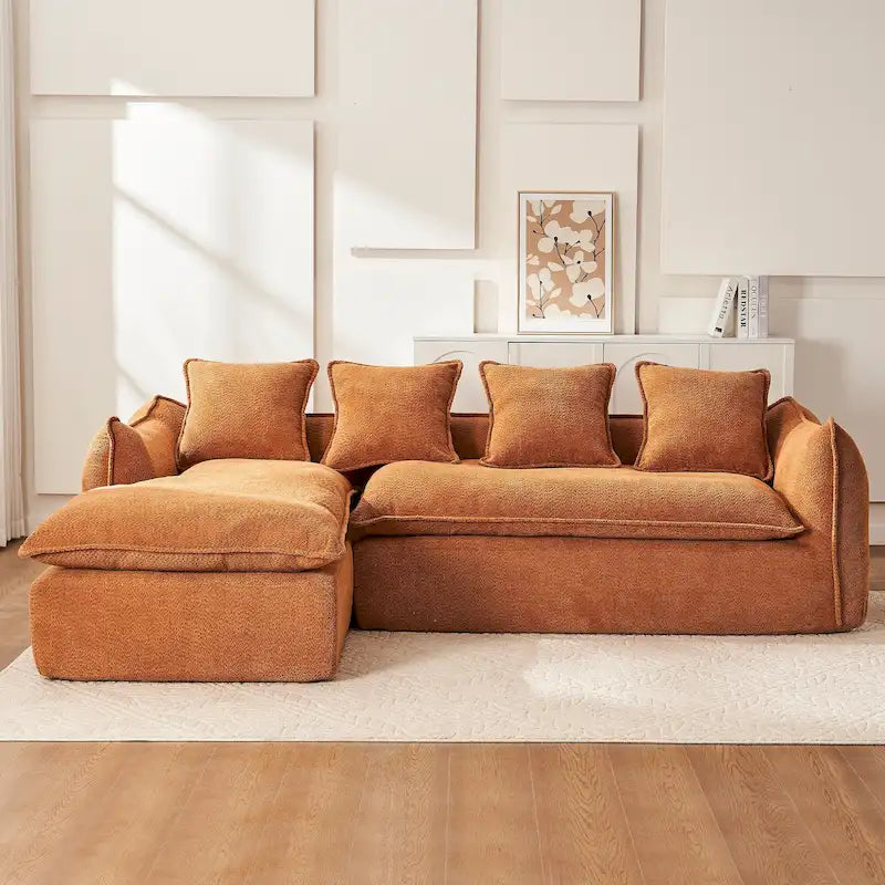 106.3 Oversized L-Shaped 3-Seat Sofa with Chaise and 4 Pillows