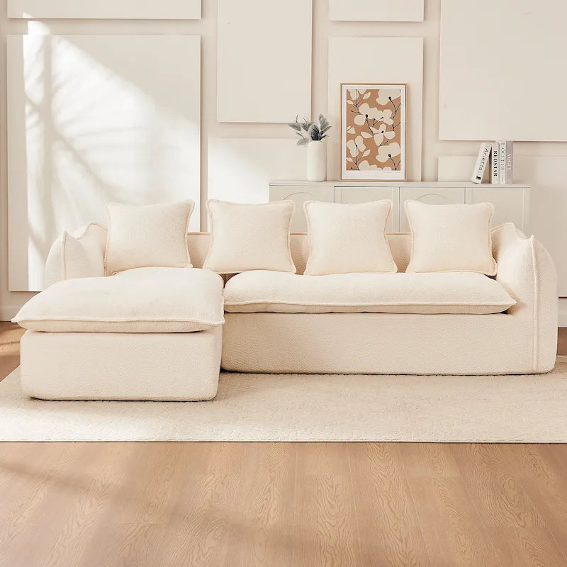 106.3 Oversized L-Shaped 3-Seat Sofa with Chaise and 4 Pillows