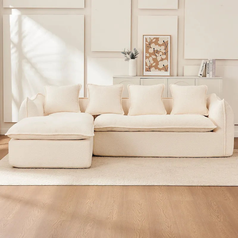 106.3 Oversized L-Shaped 3-Seat Sofa with Chaise and 4 Pillows