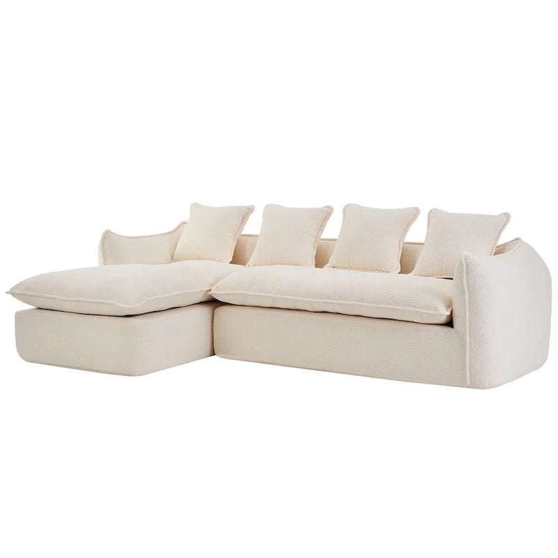 106.3 Oversized L-Shaped 3-Seat Sofa with Chaise and 4 Pillows