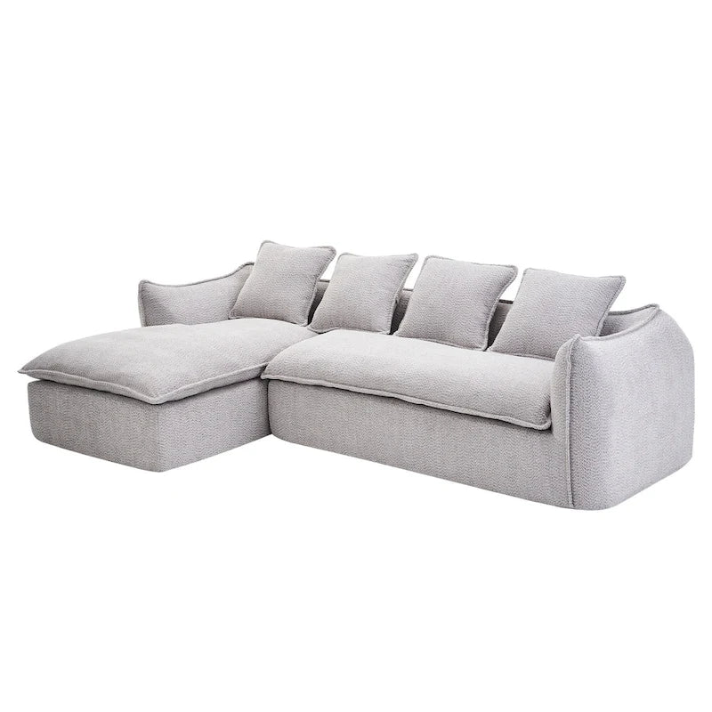 106.3 Oversized L-Shaped 3-Seat Sofa with Chaise and 4 Pillows