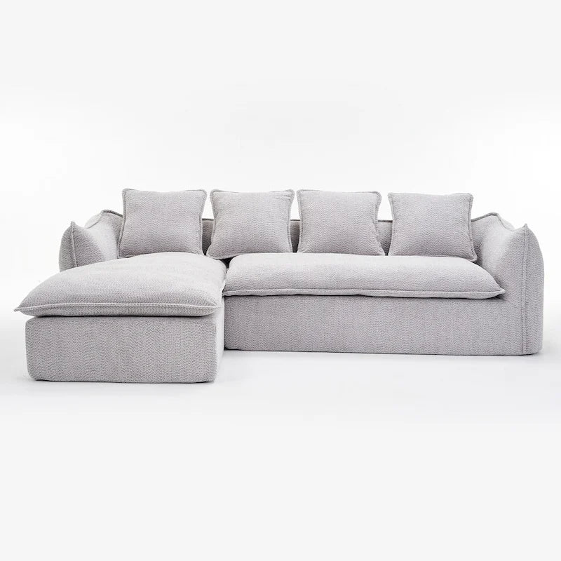 106.3 Oversized L-Shaped 3-Seat Sofa with Chaise and 4 Pillows