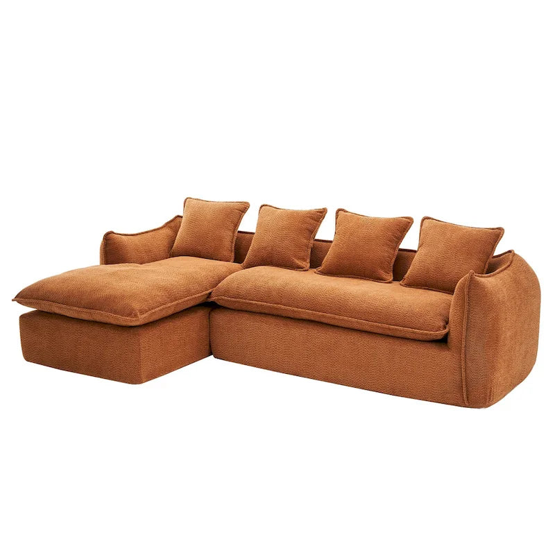 106.3 Oversized L-Shaped 3-Seat Sofa with Chaise and 4 Pillows