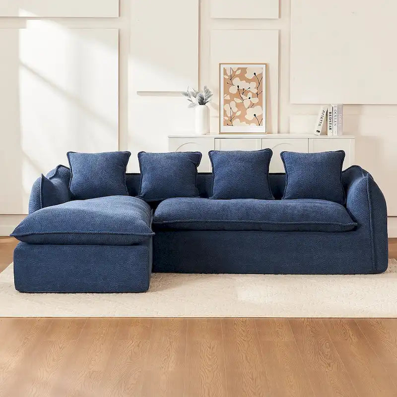 106.3 Oversized L-Shaped 3-Seat Sofa with Chaise and 4 Pillows