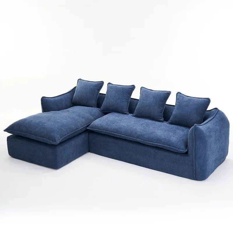 106.3 Oversized L-Shaped 3-Seat Sofa with Chaise and 4 Pillows