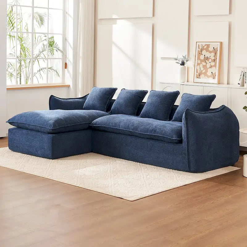 106.3 Oversized L-Shaped 3-Seat Sofa with Chaise and 4 Pillows