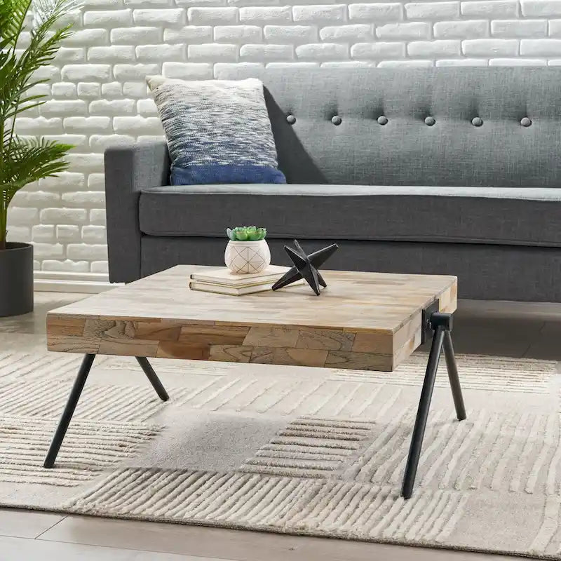 Coffee Table with V-Shaped Legs - Grey Wood