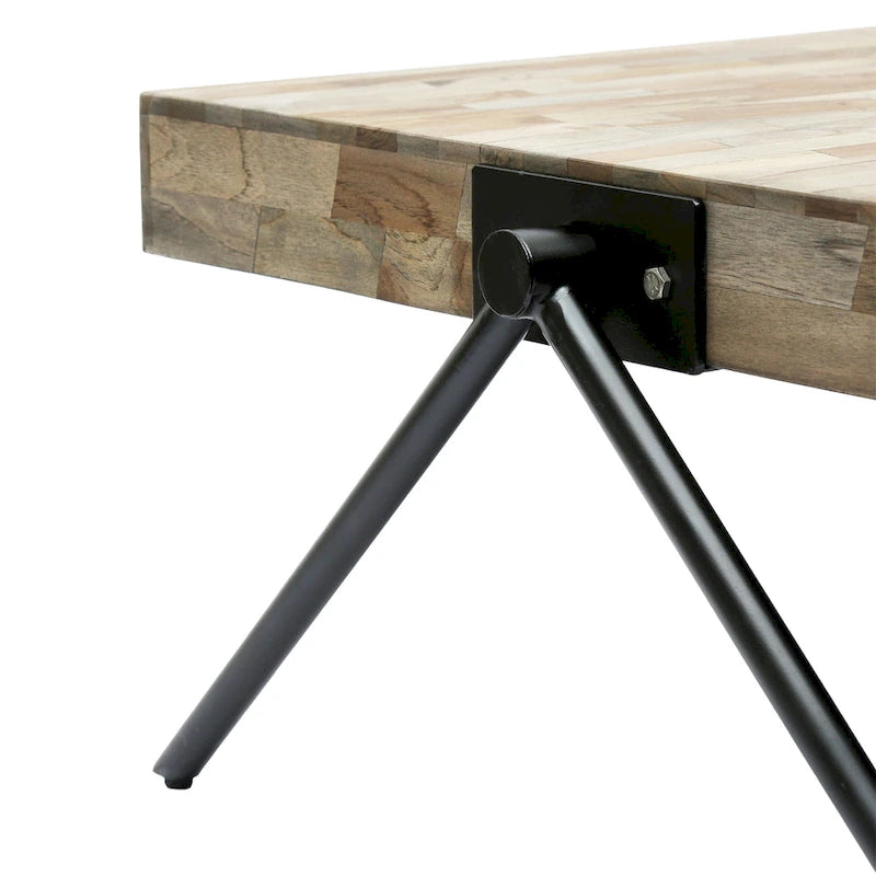 18.75 Modern Handcrafted Designed Coffee Table with Wood Tabletop and Unique V-Shaped Legs