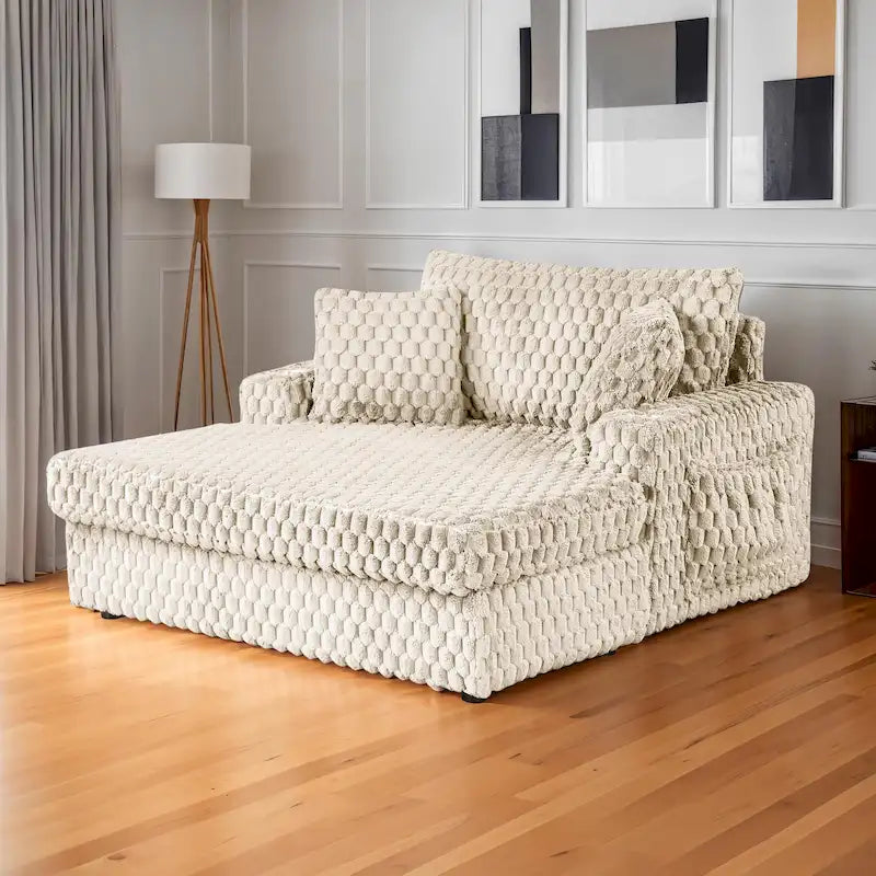 Furniture of America Lanturn Modern Soft Upholstered 2-Arm Oversized Chaise