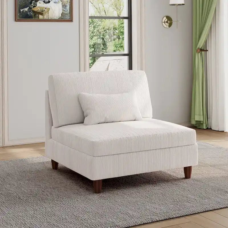 Corduroy Armless Chair Accent Chair Sofa