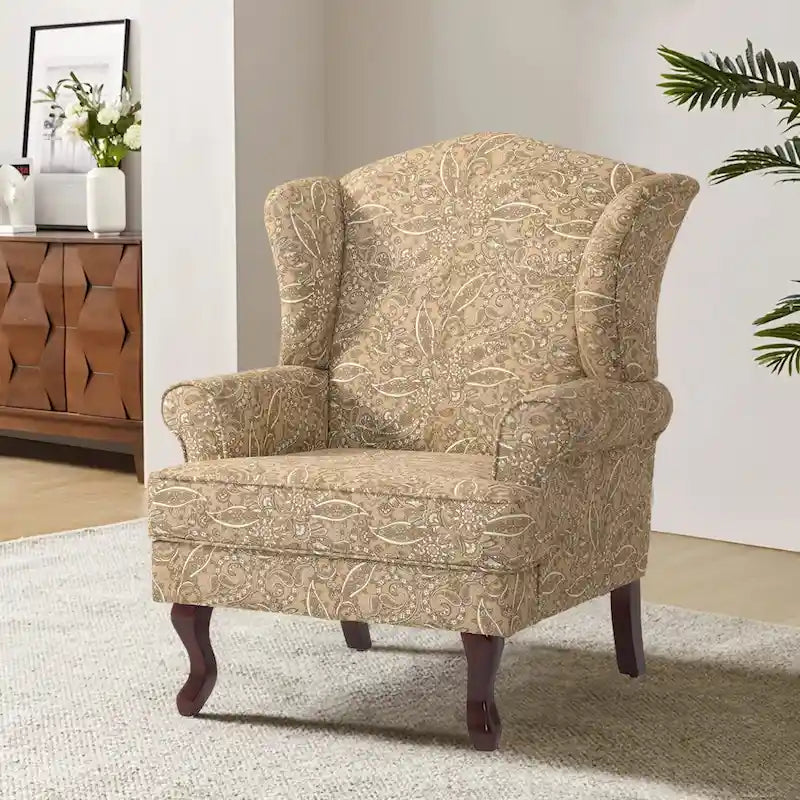 Mid-Century Modern Upholstered Wingback Accent Chair