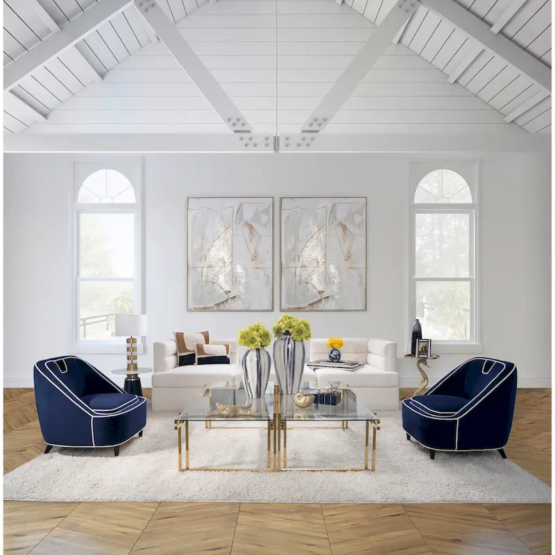 Two-Tone Upholstered Accent Chair - Green/Blue, Single Seat