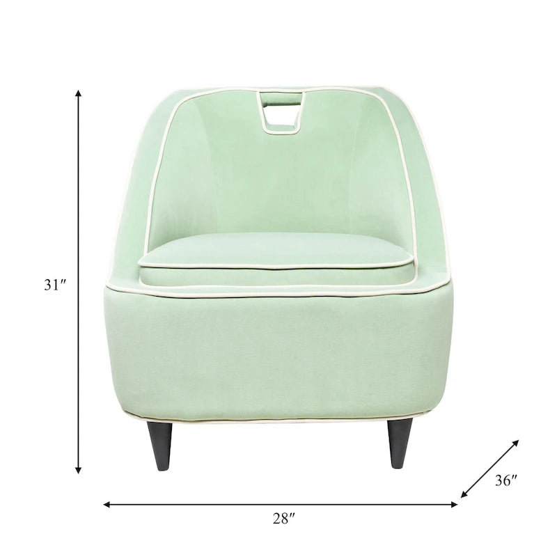 Two-Tone Upholstered Accent Chair - Green/Blue, Single Seat