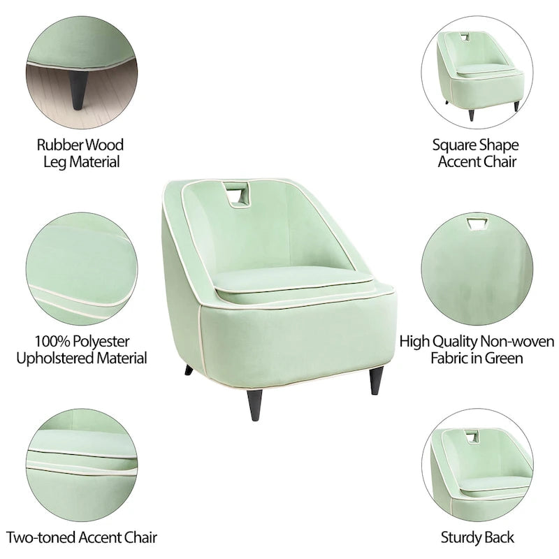 Two-Tone Upholstered Accent Chair - Green/Blue, Single Seat