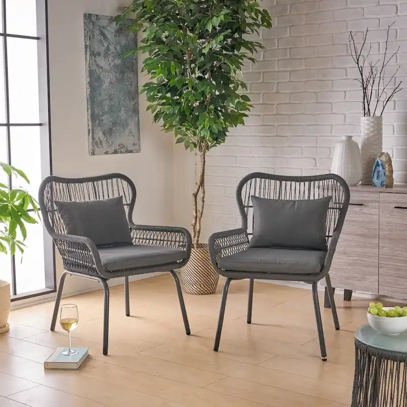 Tolovana Indoor Steel and Rope Club Chairs with Cushioned by Christopher Knight Home
