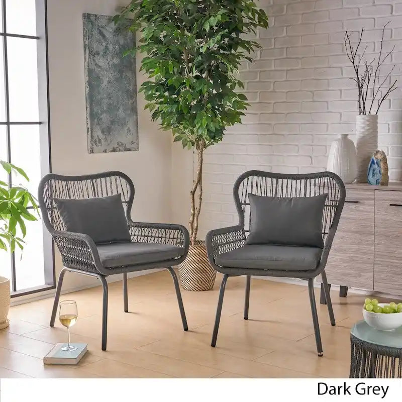 Tolovana Indoor Steel and Rope Club Chairs with Cushioned by Christopher Knight Home