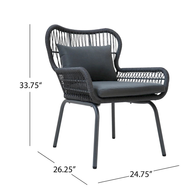 Tolovana Indoor Steel and Rope Club Chairs with Cushioned by Christopher Knight Home