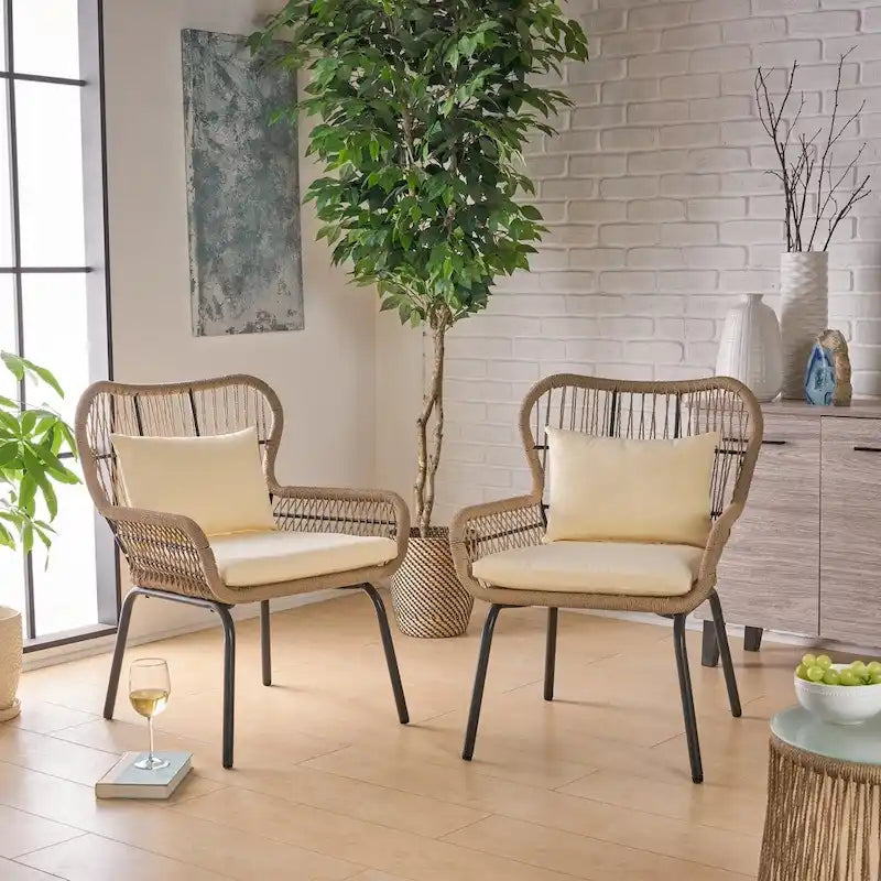 Tolovana Indoor Steel and Rope Club Chairs with Cushioned by Christopher Knight Home