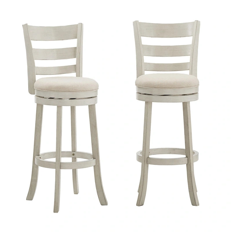 Ladder Back Swivel Bar Stool - Cherry/Antique Grey/White, 29" H
