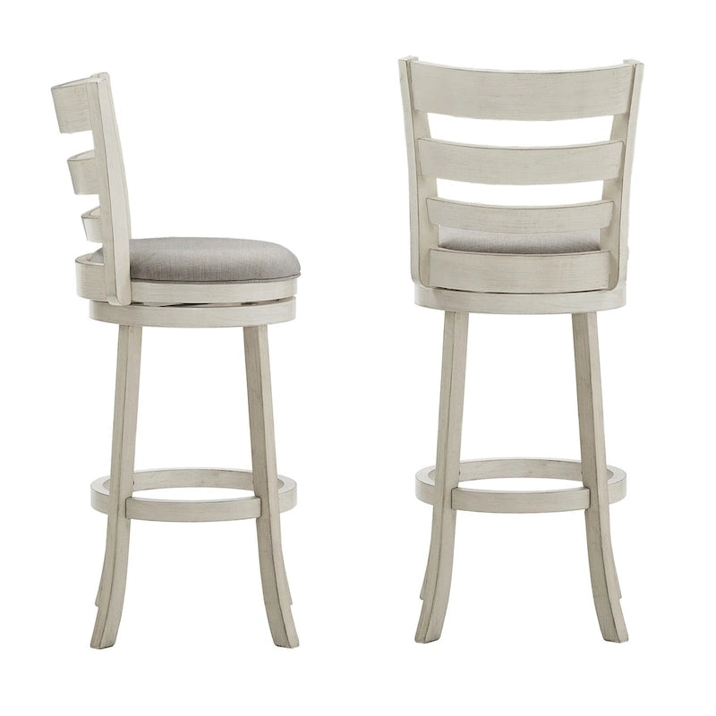 Ladder Back Swivel Bar Stool - Cherry/Antique Grey/White, 29" H