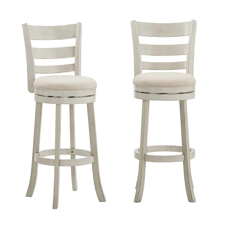Ladder Back Swivel Bar Stool - Cherry/Antique Grey/White, 29" H