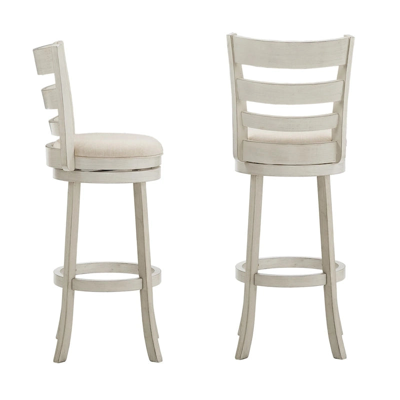 Ladder Back Swivel Bar Stool - Cherry/Antique Grey/White, 29" H