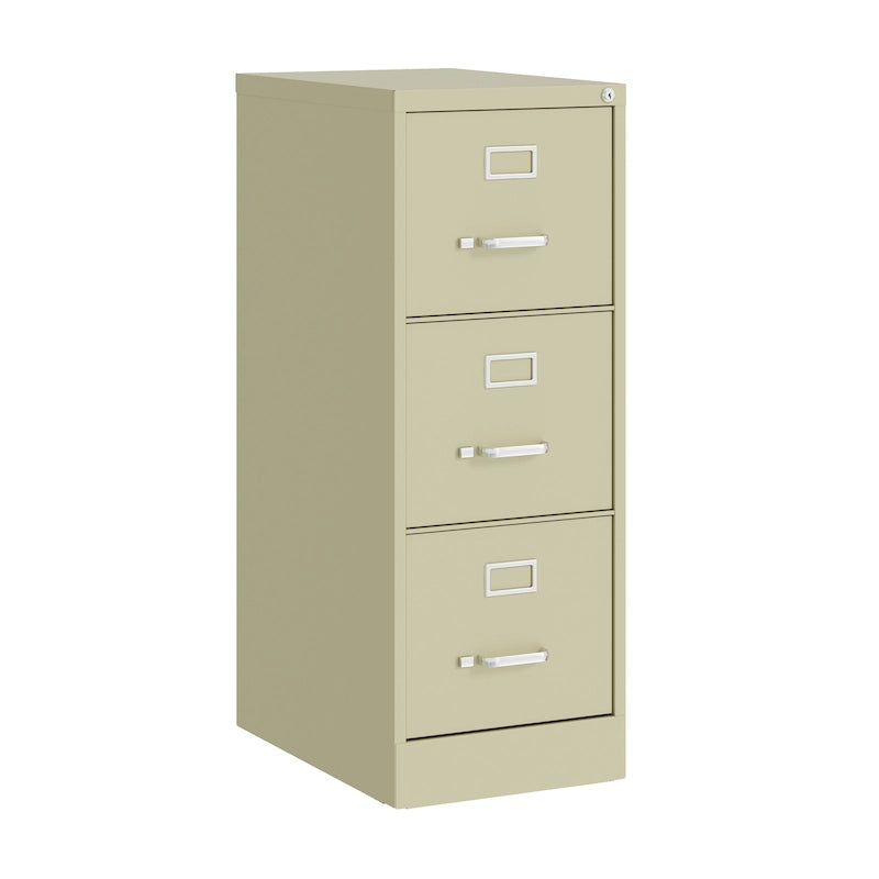 Vertical File Cabinet with Lock - Grey/Beige/Black, 3-Drawer