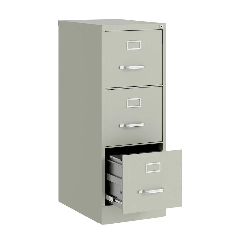 Vertical File Cabinet with Lock - Grey/Beige/Black, 3-Drawer