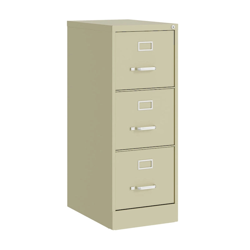 Vertical File Cabinet with Lock - Grey/Beige/Black, 3-Drawer