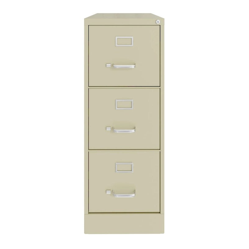 Vertical File Cabinet with Lock - Grey/Beige/Black, 3-Drawer