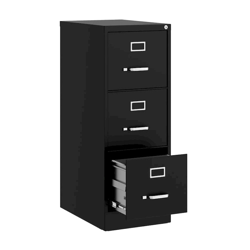 Vertical File Cabinet with Lock - Grey/Beige/Black, 3-Drawer