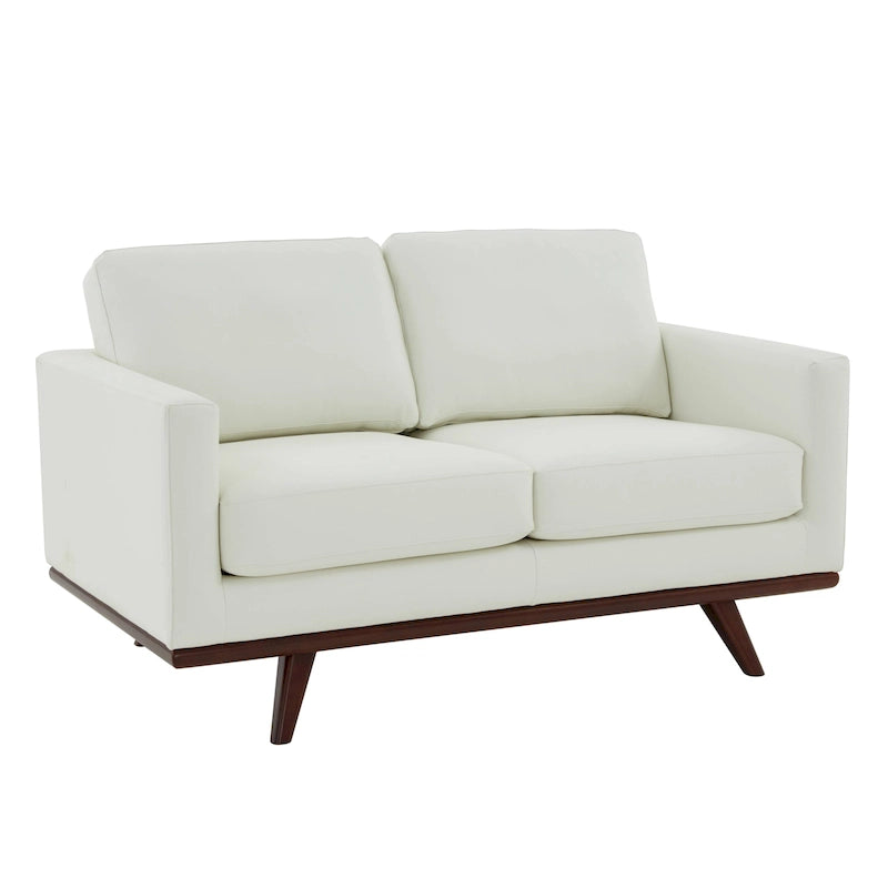 Chester Modern Leather Loveseat 2 Seater Sofa Couch With Birch Wood Base for Living Room Bedroom Garden Lounge - 58.27