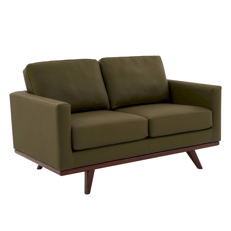 Chester Modern Leather Loveseat 2 Seater Sofa Couch With Birch Wood Base for Living Room Bedroom Garden Lounge - 58.27