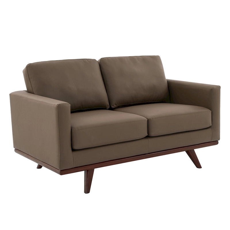 Chester Modern Leather Loveseat 2 Seater Sofa Couch With Birch Wood Base for Living Room Bedroom Garden Lounge - 58.27