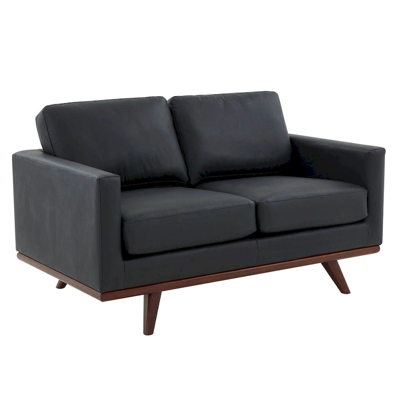 Chester Modern Leather Loveseat 2 Seater Sofa Couch With Birch Wood Base for Living Room Bedroom Garden Lounge - 58.27